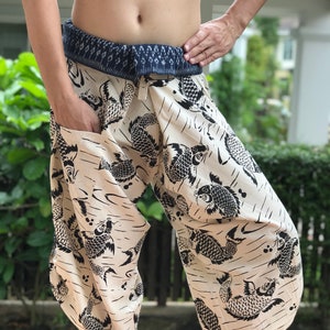 SR0563  Samurai Pants Harem pants have fisherman pants style wrap around waist