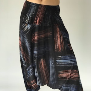 HR0038 Pantalones Harem Pantalones de yoga unisex de entrepierna baja en pincel de color