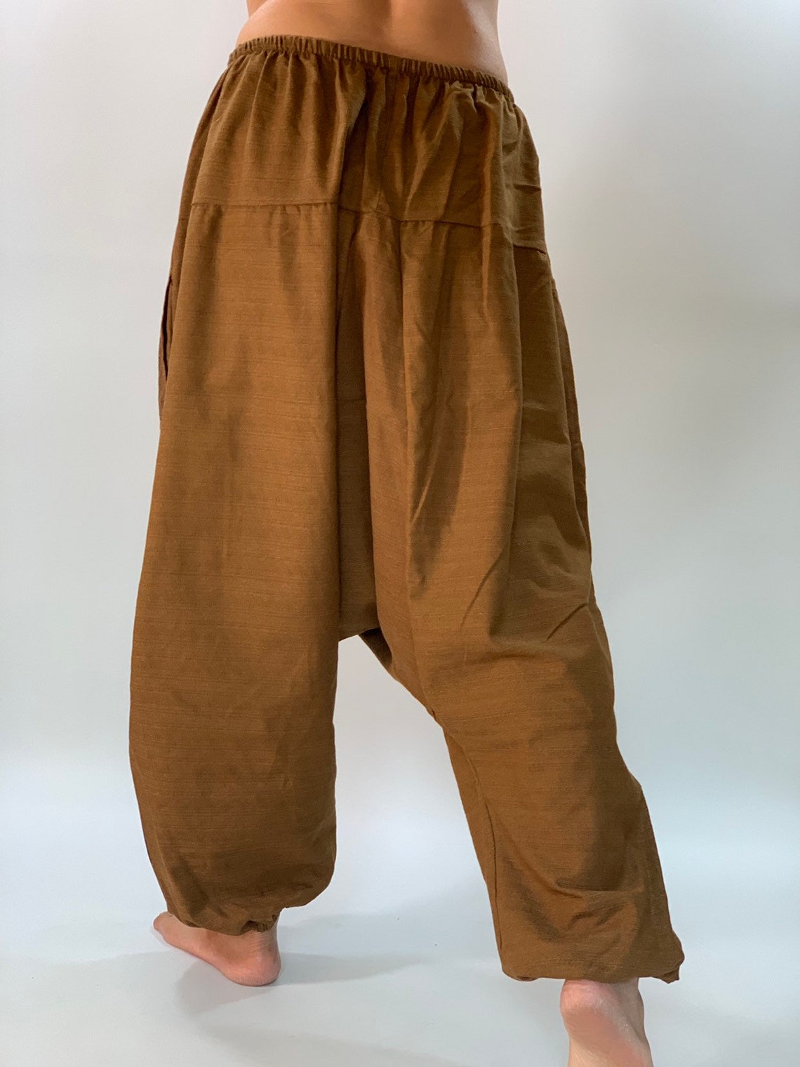 Patchwork Baggy Harem Pants Dark Green Unisex main image 1