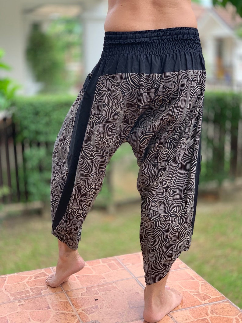 XL0014 New arrival Samurai pants elastic waistband Handmade pants unisex Yoga Harem Pants men/'s fashion