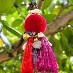 A0048 Handgemachte Pom Pom Schlüsselanhänger , handgemachte Charme Traditionelle Tribal Lieferungen