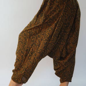 HR0411 Aladdin Pants, Harem Pants 100% Cotton Harem Pants Unisex Low Crotch Yoga Trousers