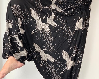 HR0184 Rayon Harem pants  Handmade pants, Thick Smock Waist Low Crotch Bohemian Harem cotton pants in Traditional Prints Thai hilltribe