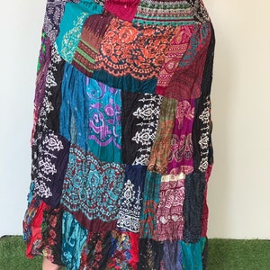 SK0825 Rayon Patchwork Bohemian Skirt. Long skirt, boho style, Beach Skirt