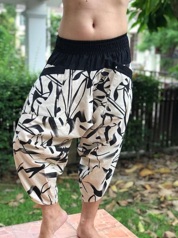 HC0800 Pantalon Samurai con cintura elastica cintura y punos elasticos Se adapta a todos Pantalones unisex Estos hermosos pantalones casuales son unicos y co Etsy Mexico
