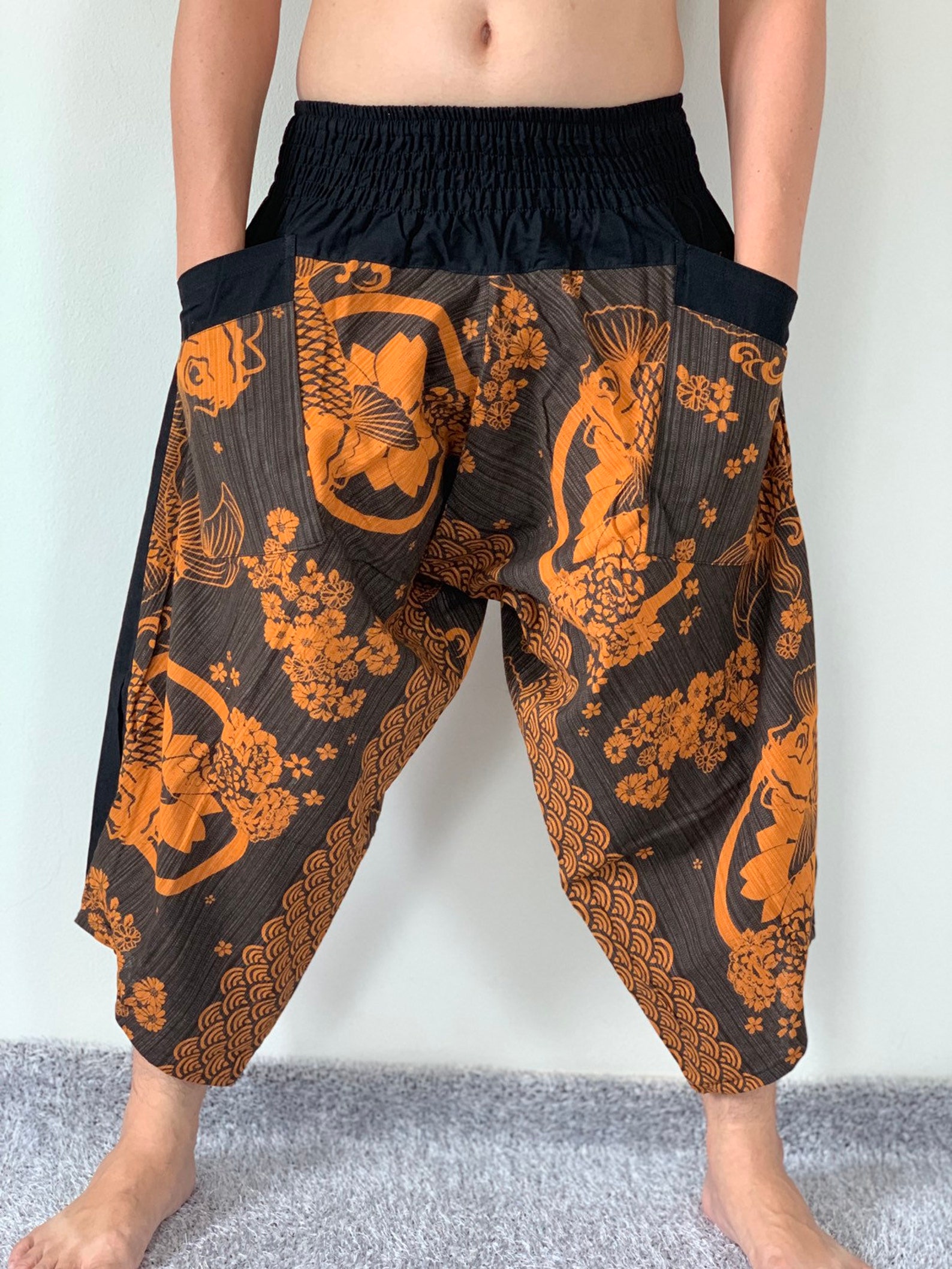 HC0554 Samurai Pants elsstic waist Samurai Pants Unisex Etsy