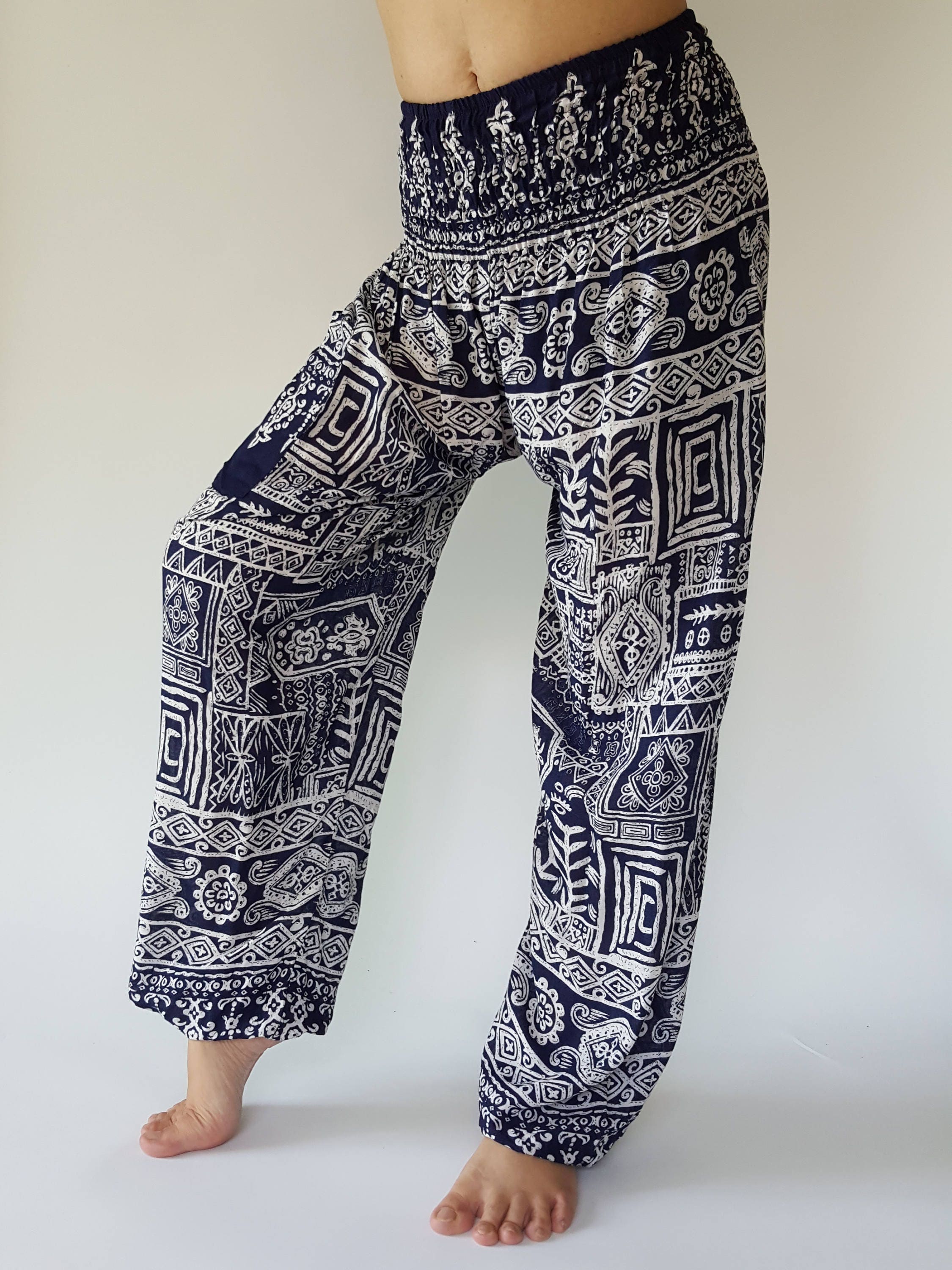SM0058 Aztec Pants Comfy Trouser, Gypsy Pants Rayon Pants,aladdin
