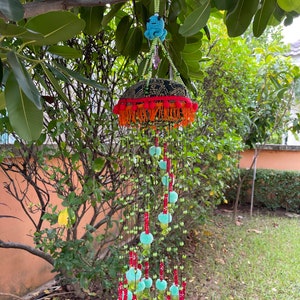 MB0242 Handmade Mobile Hanging for Home Decor, Mobiles,Baby mobile,Hanging colorful beads, boho mobile , Design cute Pom Pom decorate