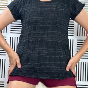 CG0510 Muslin Layer Gauze  Blouse,Textured/gauze cotton Top, Women&#39;s Cotton Gauze Top / Short Sleeve Top,Women&#39;s Blouse.