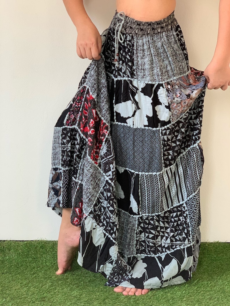 Bohemian Printed Skirt - Ethnic Splicing A-Line Long Skirt for Holiday and Beach Travel main image 0