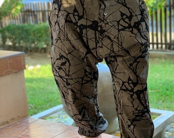 HA0003 Fashion Street Samurai Style Pants, Unique style, Casual Drawstring Drop Crotch Harem Pants