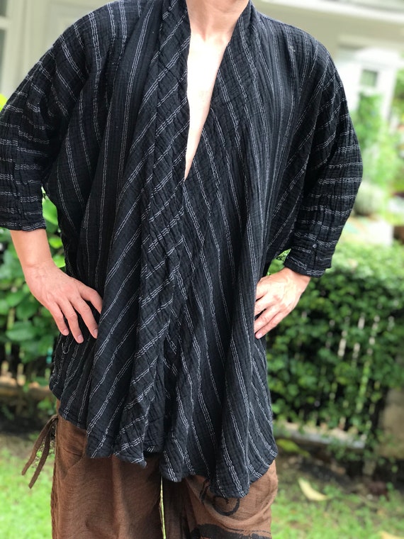 CG0147 Cotton Gauze Handmade Ethicallyunisex Striped Kimono Etsy