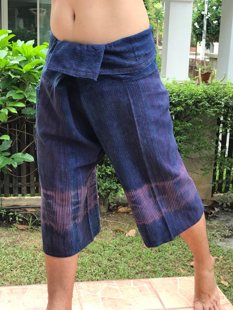 Thai Fisherman Pants Cotton Unisex pants HW0089 Handwoven Thai Fisherman Pants Wide Leg pants Wrap pants