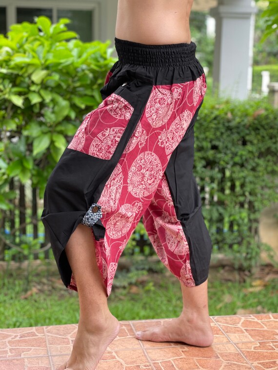 BT0192 Samurai Pants, Elsstic Waist Samurai Pants Unisex Elastic