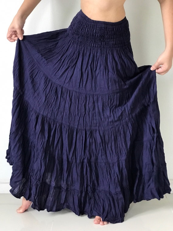 SK0697 Maxi gonna in cotone per l estate da spiaggia gonne boho gonne lunghe gitane maxi gonne elastiche tinte di altissima qualita Gonna maxi lunga casual Etsy Italia