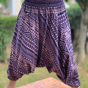 HR0187 Aladdin Pants, Harem Pants 100% Cotton Harem Pants Unisex Low Crotch Yoga Trousers