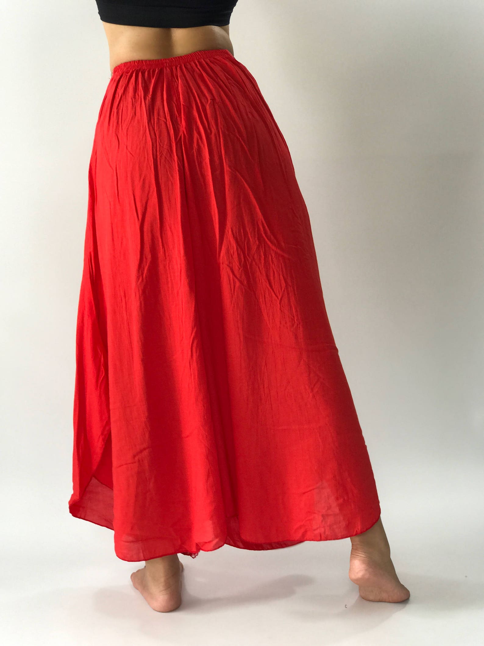 WL0045 Red Pink Lady Soft Wide Leg Style Lady Pants With - Etsy