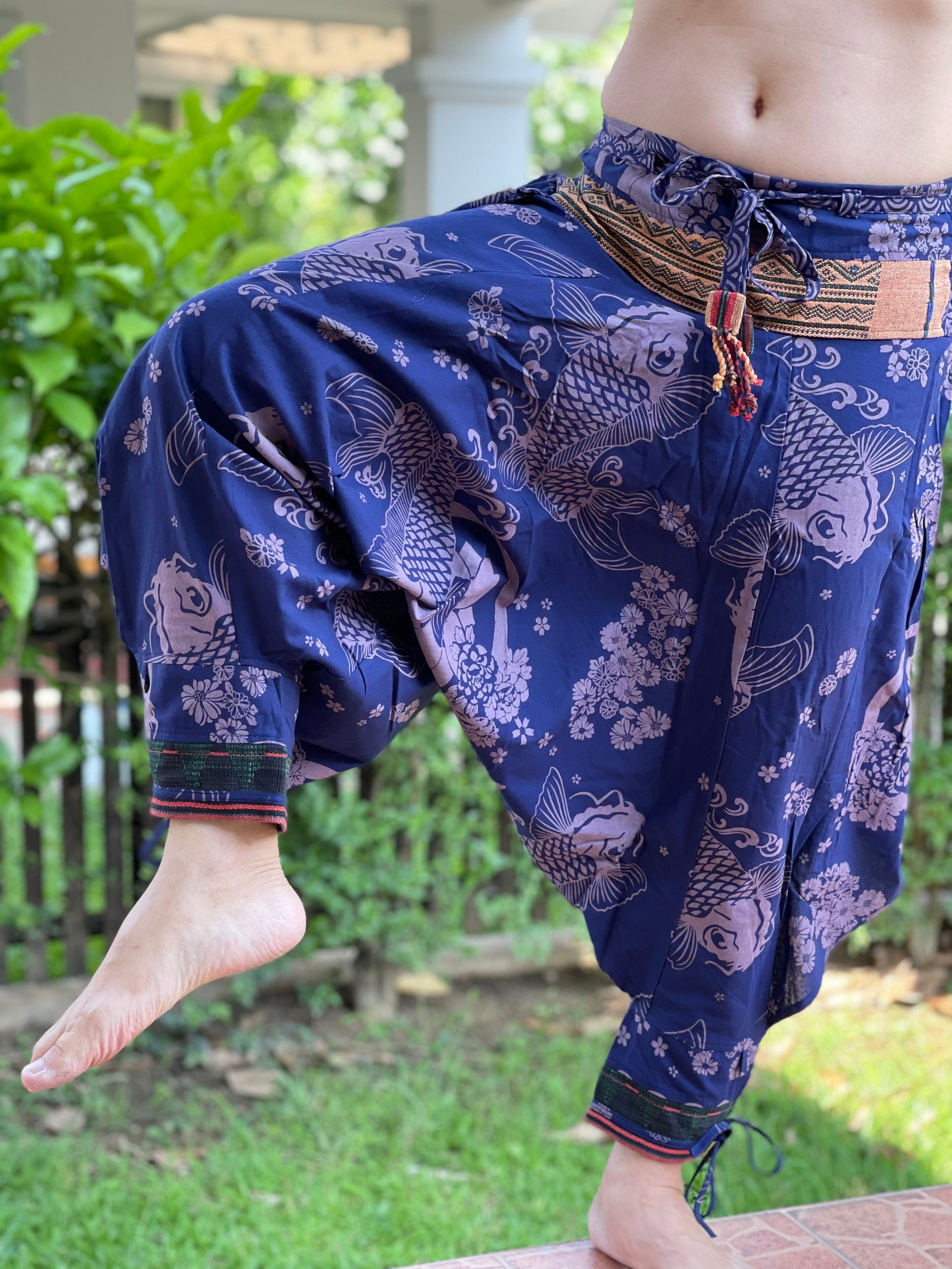 BT0072 Thai Hill Tribe Fabric Women's Harem Pants With Ankle