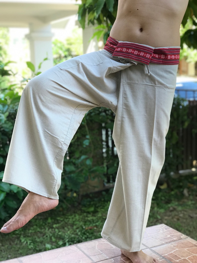 TCP0076 LIGHT BROWN Thai fishermanYoga are pants Free-size Will fit men or woman