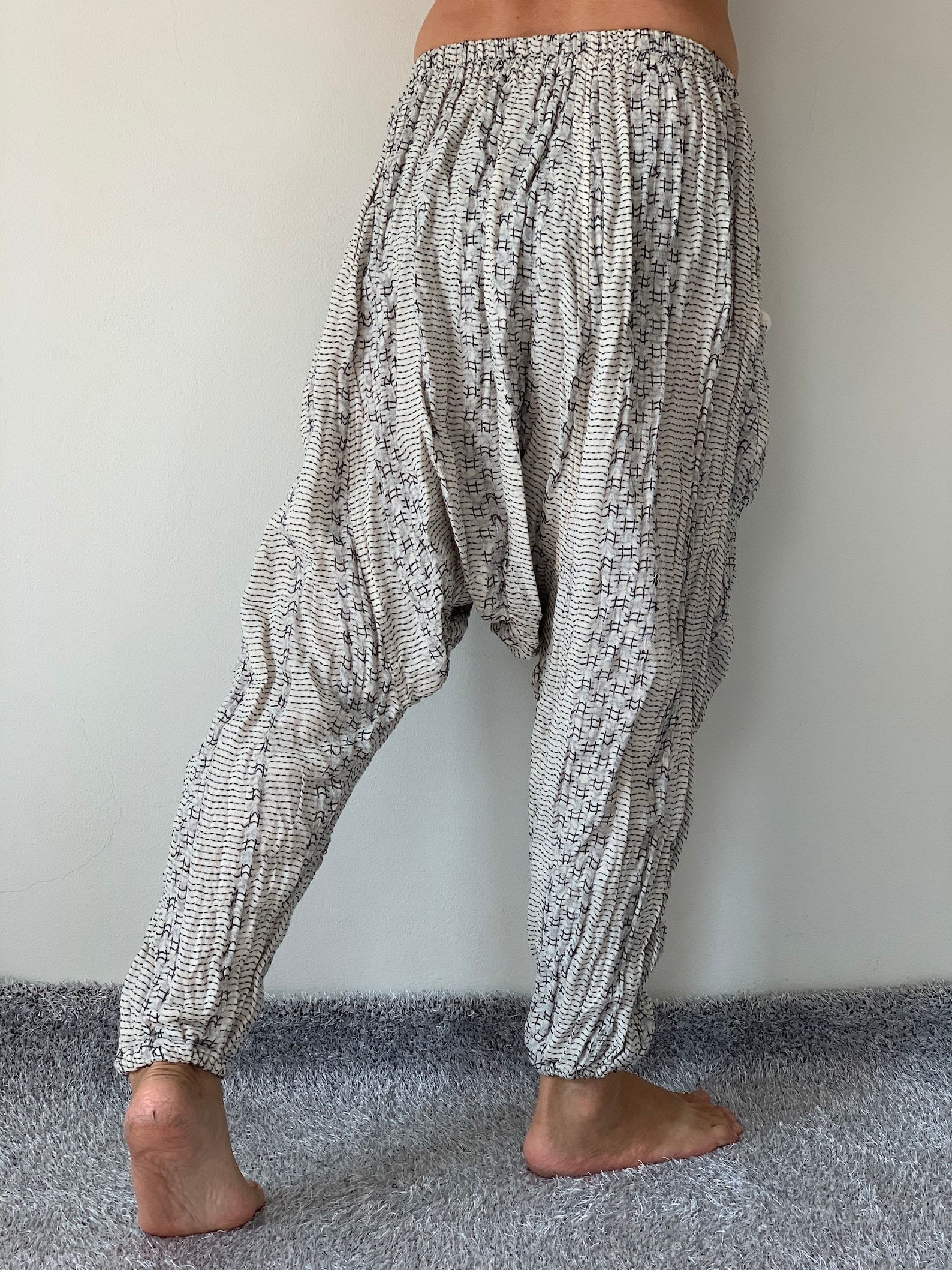 CG0188 Cotton Gauze Pants,double Cotton Gauze Harem Pants for Unisex