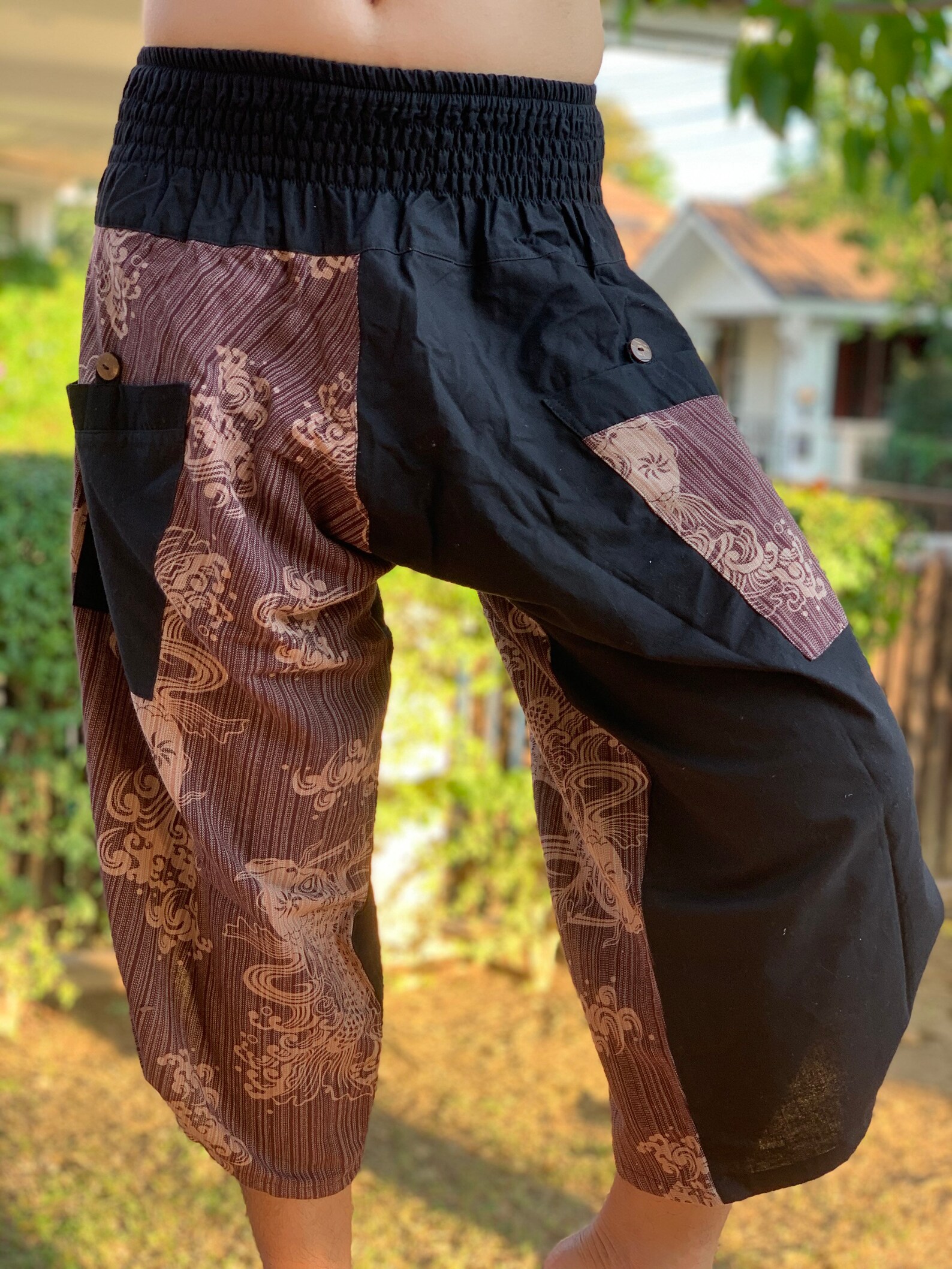 BT0264 Samurai Pants elsstic waist Samurai Pants Unisex | Etsy