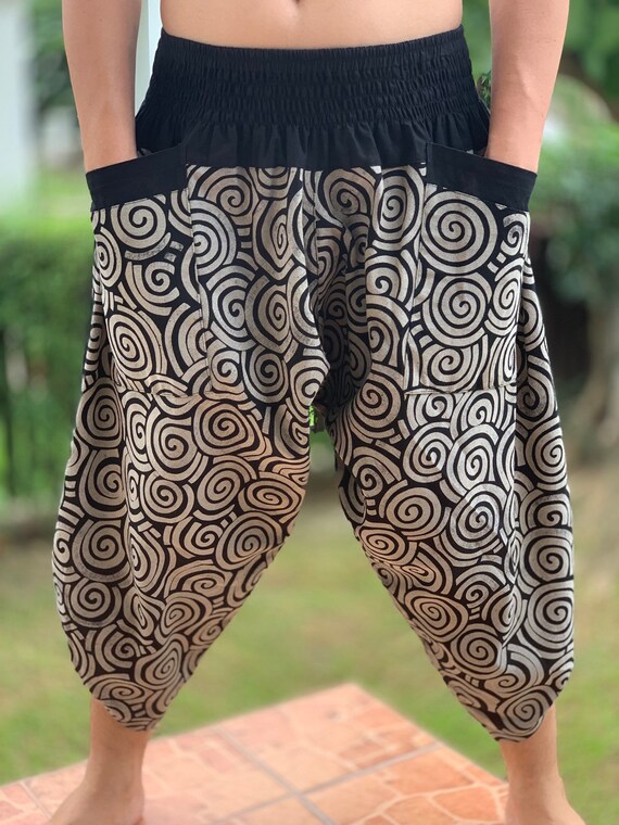 XL0014 New arrival Samurai pants elastic waistband Handmade pants unisex Yoga Harem Pants men/'s fashion