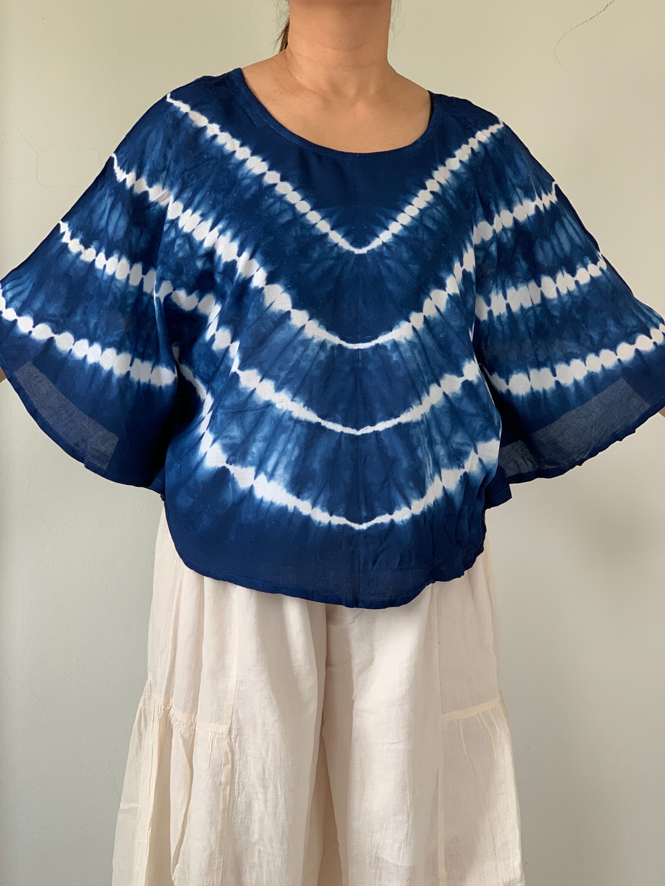 BL0100 Shibori Indigo Blouse Solf Shibori blouse tie dye Etsy