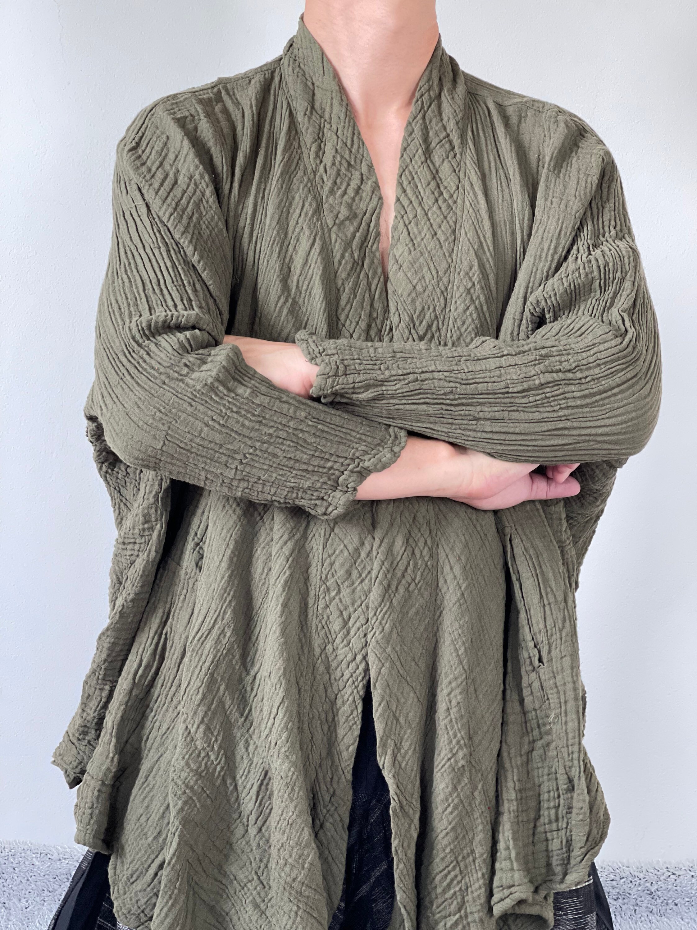 CG0426 Unisex Open Front Kimono Double Gauze Cotton Long Etsy UK