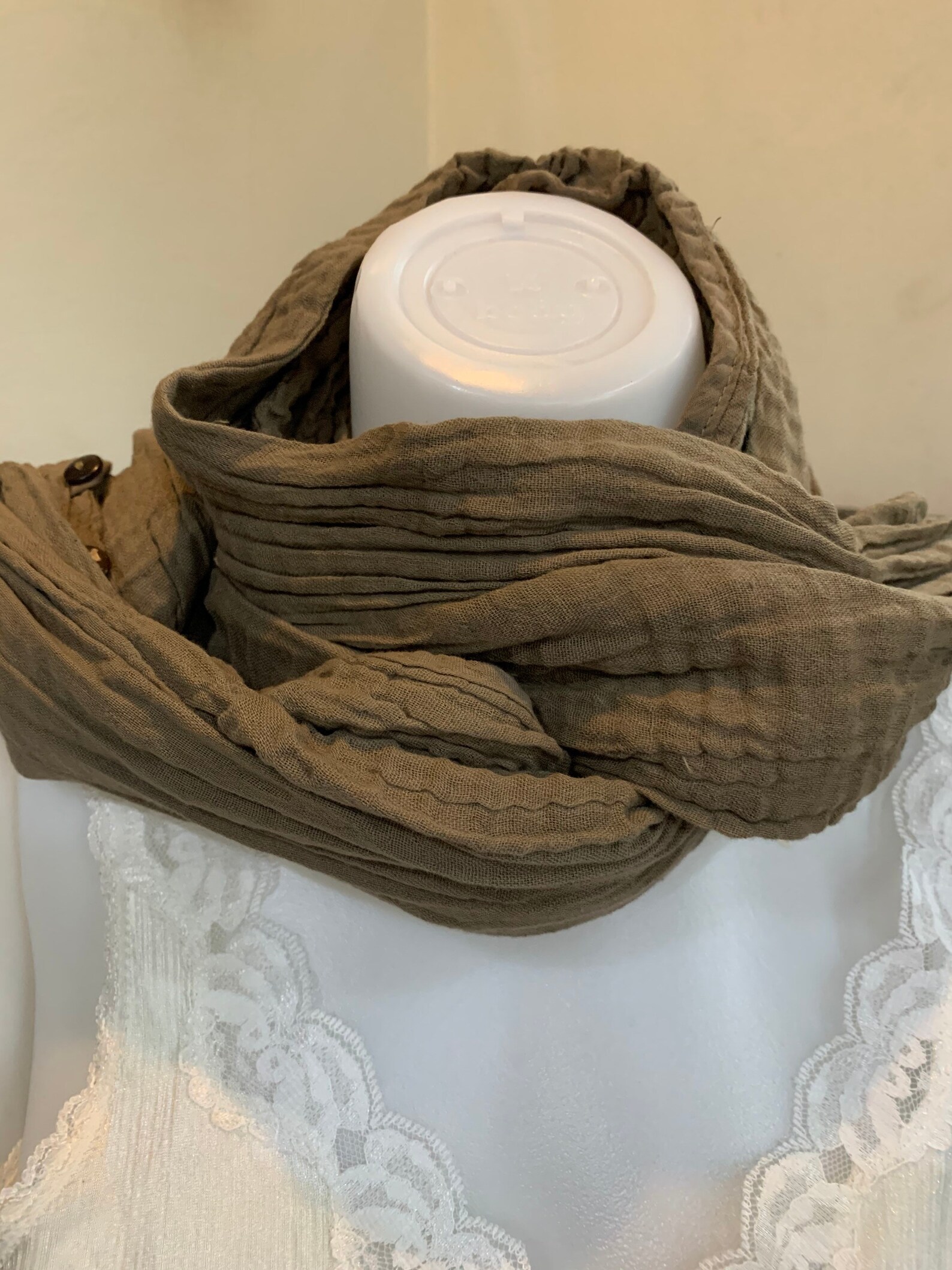 CB0009 Lovely Double Cotton Gauze Scarf With Buttons Thai Etsy