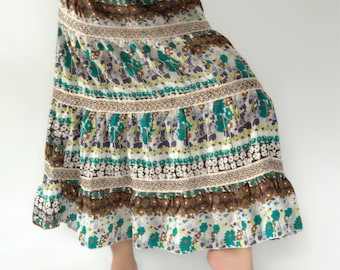 SK0864 bohemian Maxi Skirt for Beach,lady Summer ,bohemian maxi skirt,gypsy skirt/boho skirt/cotton skirt/festival skirt,