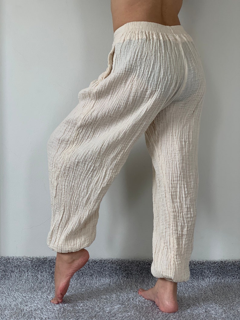 CG0054 Cotton Gauze Yoga Pants Super Soft. Elastic Waist Etsy