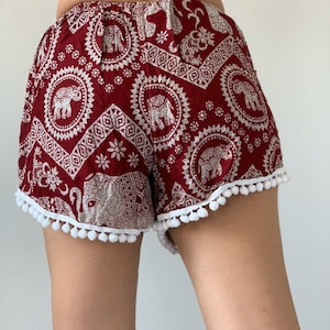 PP0316 pom pom Shorts Beach Summer pants Freshy pants Fashion short Chic Clothing Aztec Ethnic Bohemian Ikat Boxers Short Pants Unique