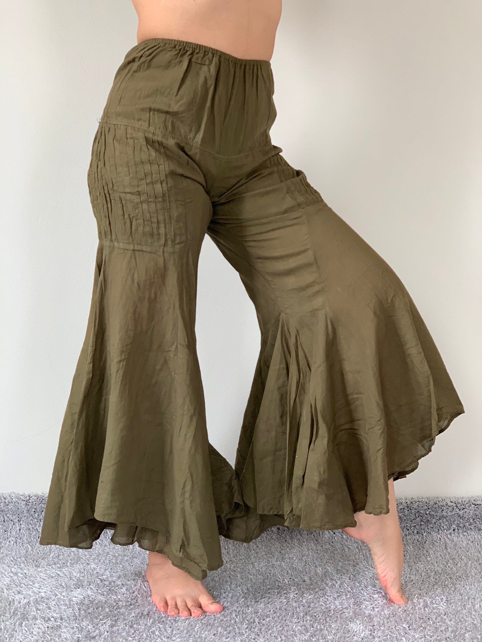 CG0139 Olive Green Lady Gauze Bells Pants Lady Cotton Gauze Etsy