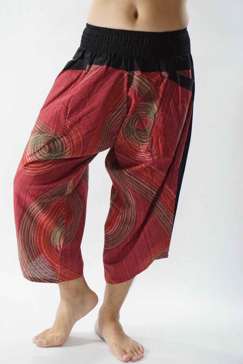 HC0424 Samurai Pants Handmade Pants Thick Smock Waist Low Etsy