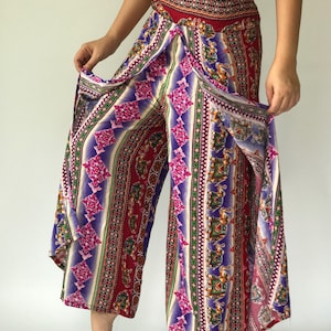 PK0003 Pink Boho Women&#39;s Open Leg Pants, amazing comfortable Open Leg Pants are made from lightweight cotton fabric