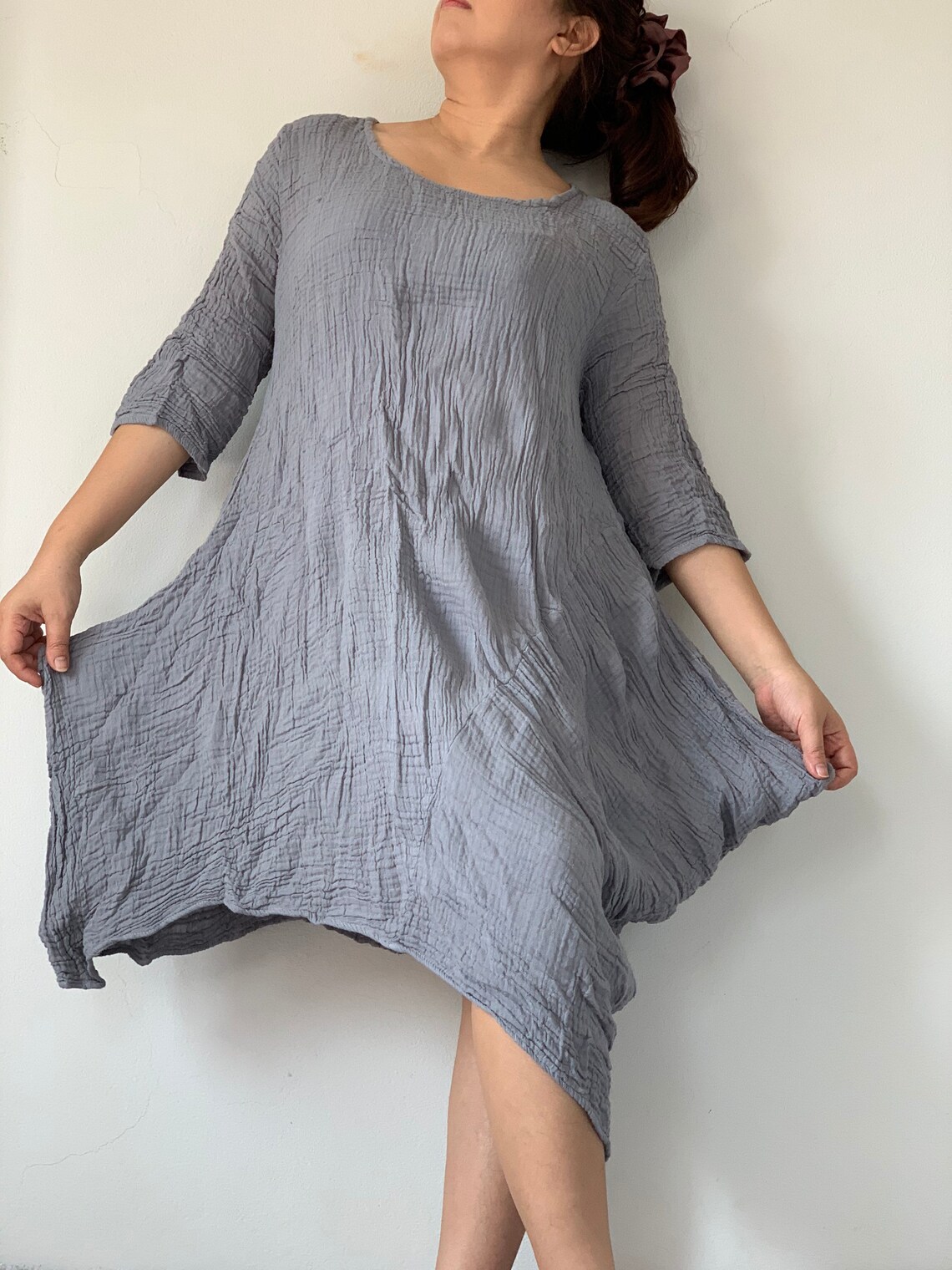CG0182 COTTON GAUZE Long Sleeves Dress Double Gauze Cotton Etsy