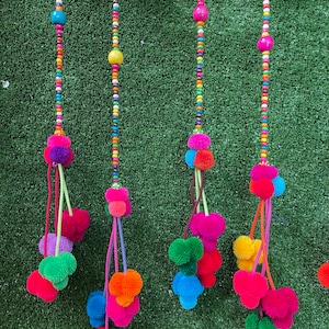 CD0033 Get 9 Lines for  Handmade Cute Pom Pom and Beads Curtain For Home Decoration