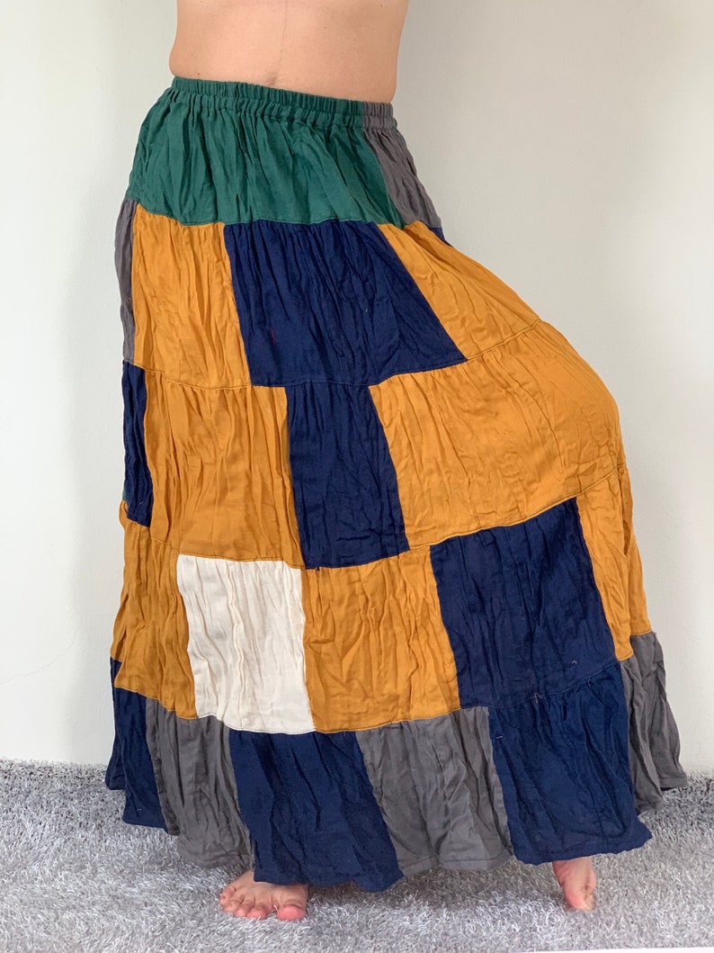 Long skirt SK0314 Cotton Soft Patchwork Bohemian Skirt boho style Beach Skirt