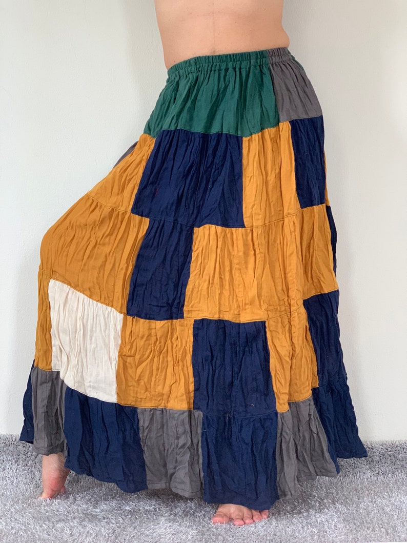 Long skirt SK0314 Cotton Soft Patchwork Bohemian Skirt boho style Beach Skirt