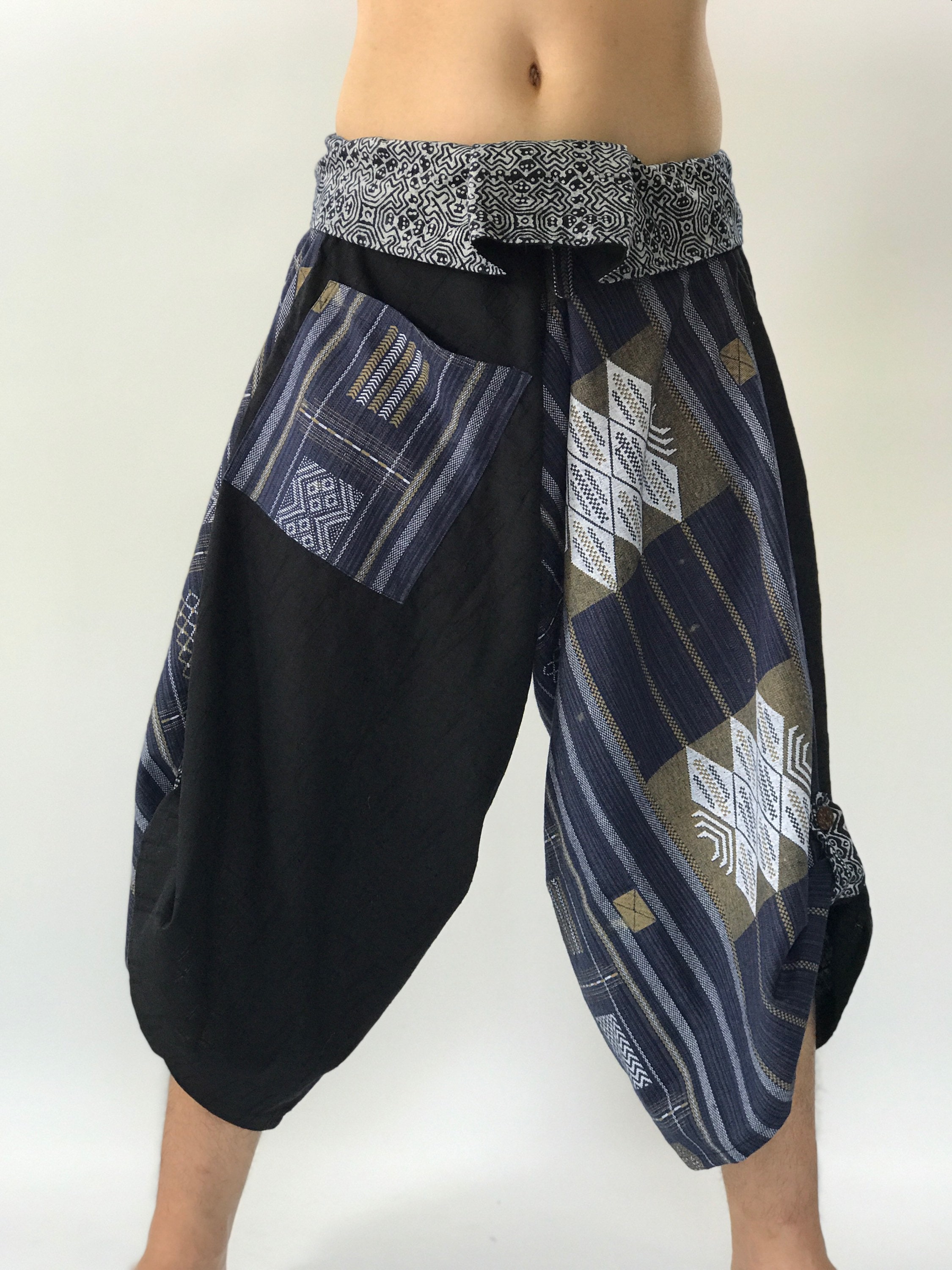 SR0292 Samurai pants with Unique Hilltribe fabric Wrap Around Etsy