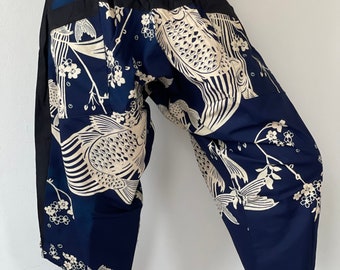 HC0935 Samurai Pants, elsstic waist Samurai Pants Unisex Elastic Waist , ninja pants, naka pants