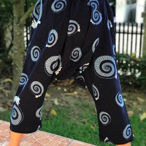 MH3069 Lovely 3/4 Koi Fisherman Pants with Hemp Fabric Wide Leg pants, Wrap pants, Unisex pants