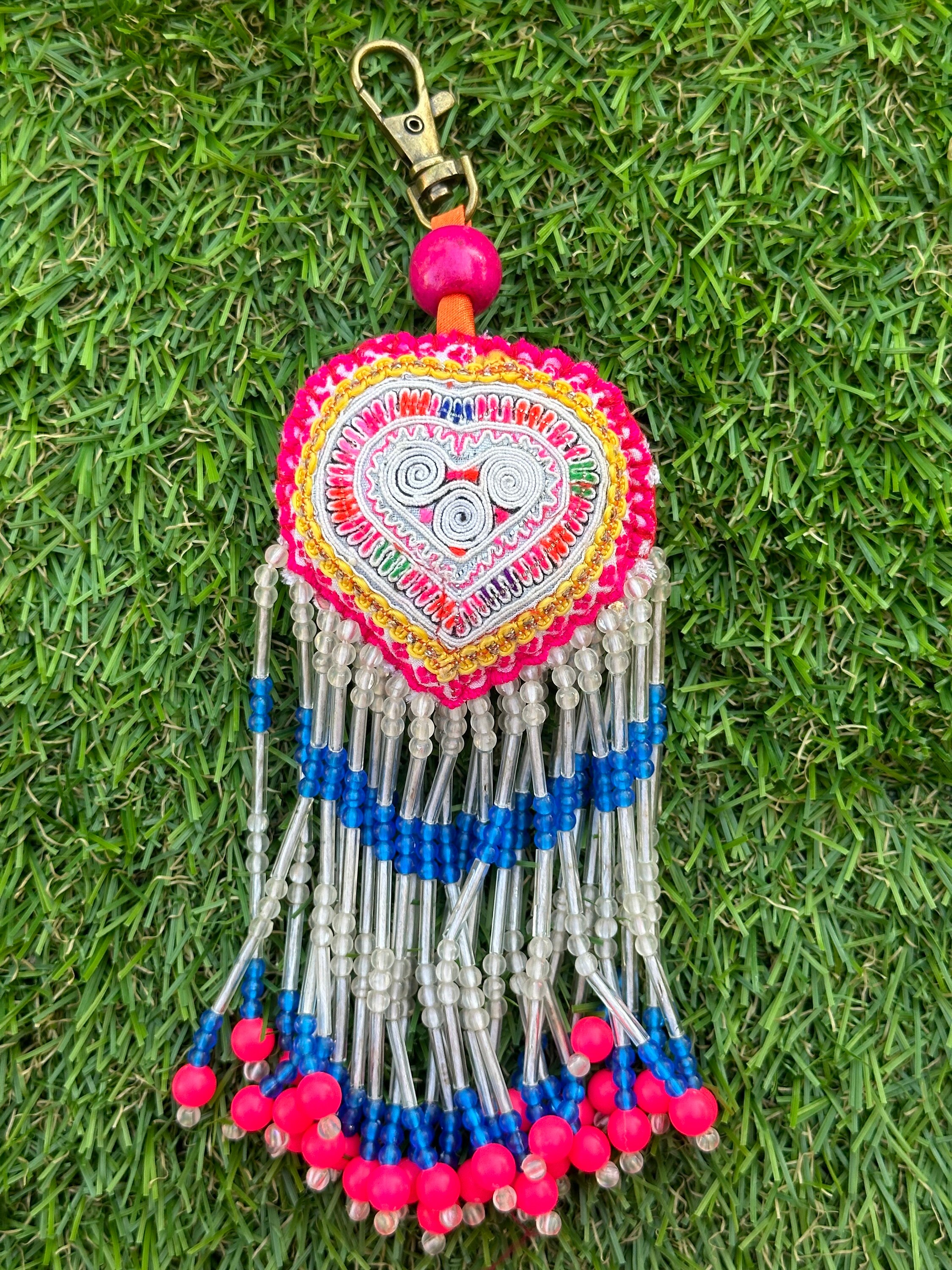 K19-K28 Handmade Heart Keychain, Hmong Keychain, Hmong Lanyard