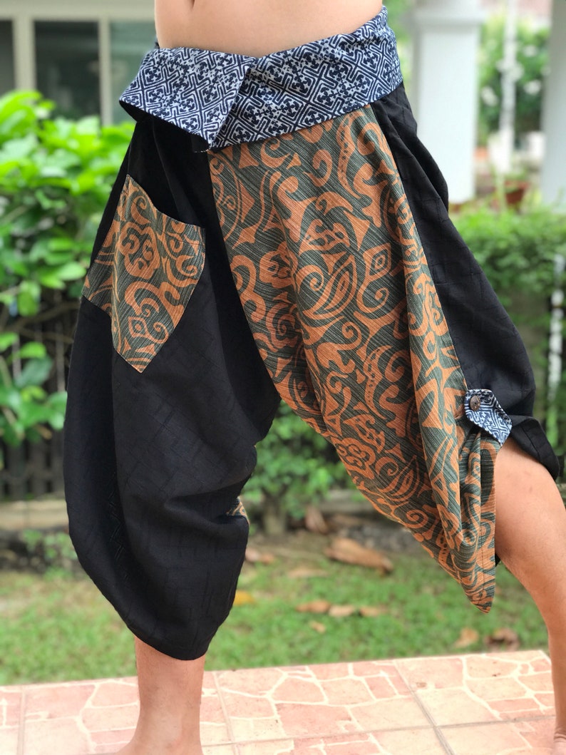 SR0677 Samurai Pants Harem pants have fisherman pants style wrap around waist