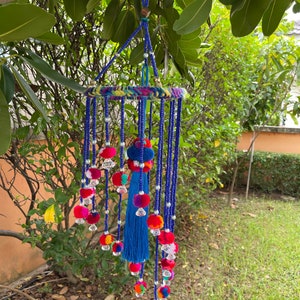 MB0249 Handmade Mobile Hanging for Home Decor, Mobiles,Baby mobile,Hanging colorful beads, boho mobile , Design cute Pom Pom decorate