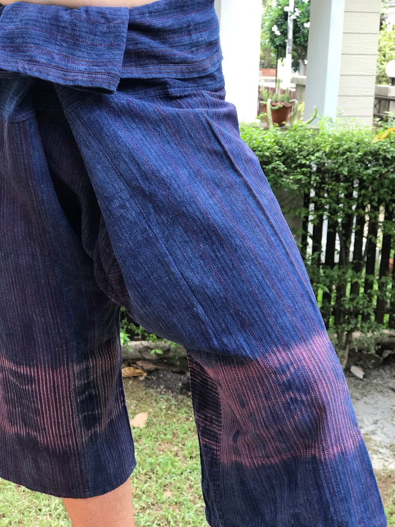 Thai Fisherman Pants Cotton Unisex pants HW0089 Handwoven Thai Fisherman Pants Wide Leg pants Wrap pants