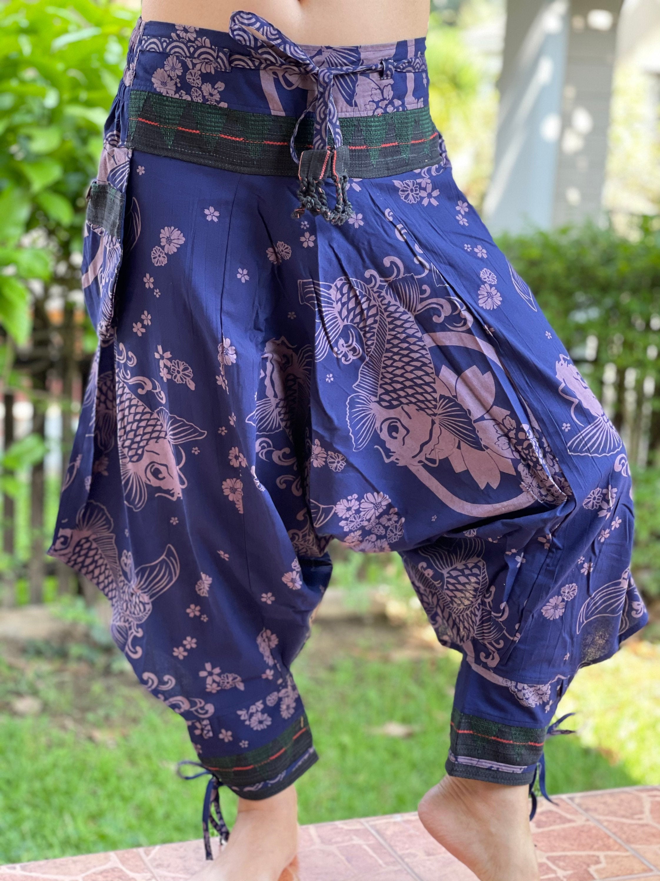 BT0073 Thai Hill Tribe Fabric Women's Harem Pants With Ankle