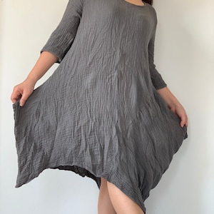 CG0197 COTTON GAUZE Long Sleeves Dress, Double Gauze cotton Dress easy to wear, Pullover style