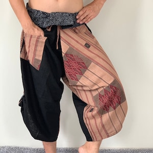 SR0091 Samurai pants with Unique Hilltribe fabric Wrap Around