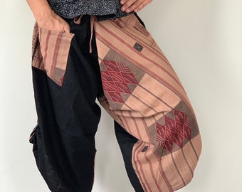 SR0091 Samurai pants with Unique Hilltribe fabric Wrap Around